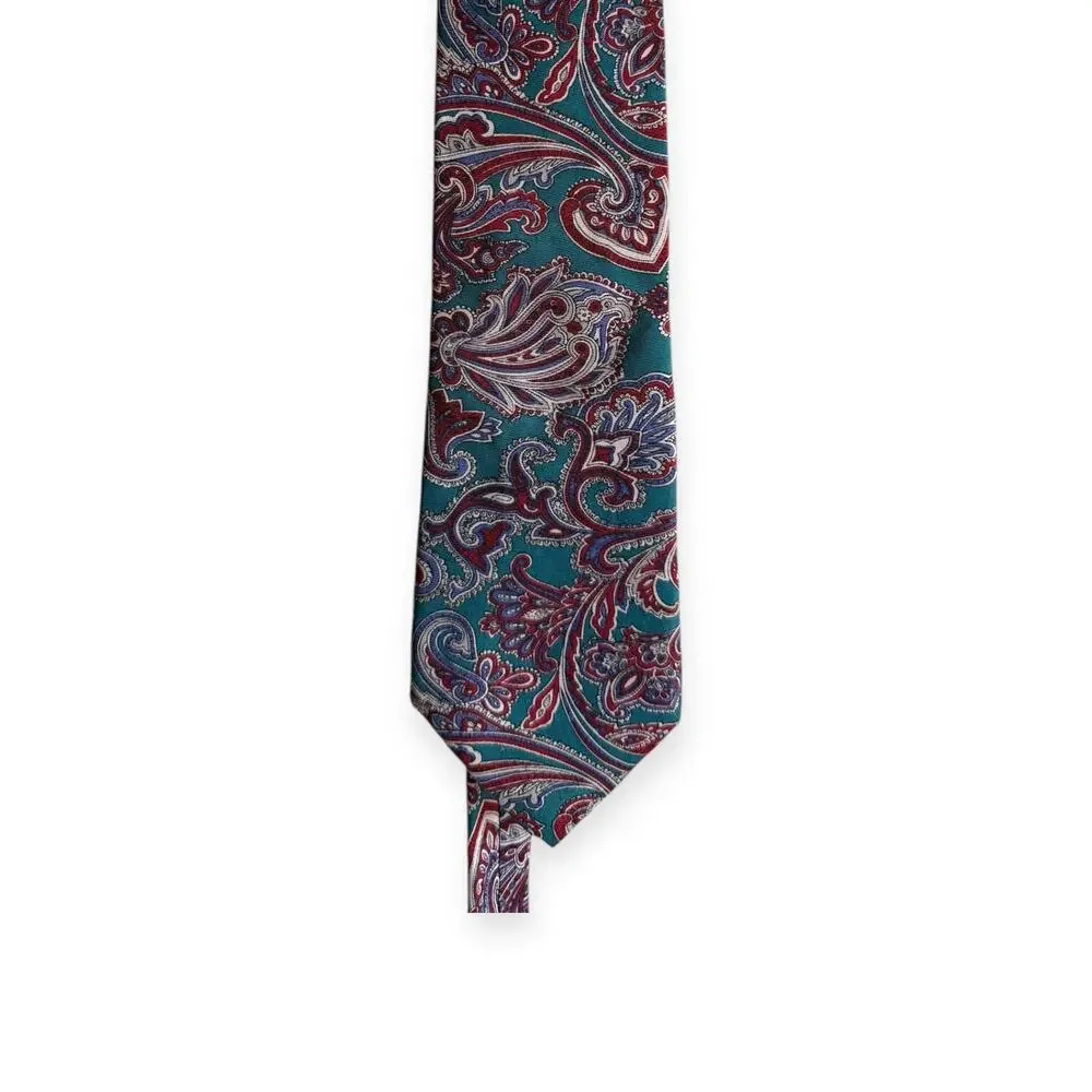 Bert Pulitzer Purple Turquoise Paisley Neck Tie 62” x 4” Wide Classic